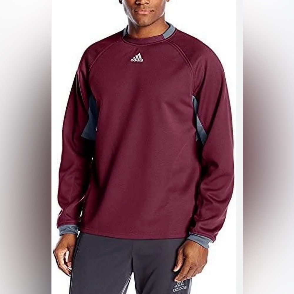 NWOT Men’s Adidas Climawarm Fielders Maroon & Onix Gray Crewneck Sweatshirt